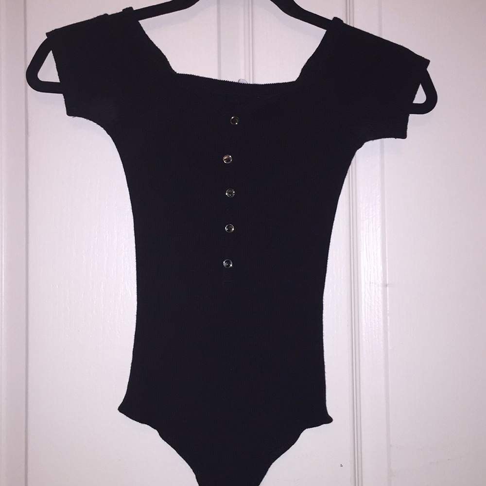 black rayon-spandex bodysuit